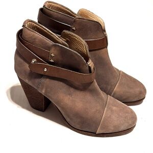 Rag & Bone Harlow Taupe Suede Strappy Heel Ankle Boots